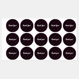 Purple Plaid   Thank You   Round Waterproof Labels