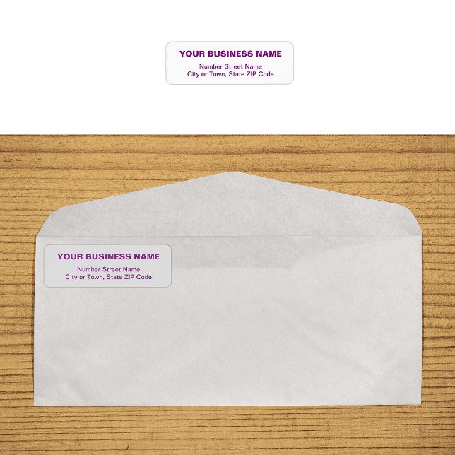 Purple Plain Text Business Return Address Label (Business return address label in purple plain text)