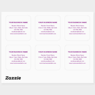 Purple Plain Texts Business Brand on White Square Sticker