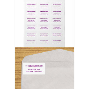 Purple Plain Texts on White Business Address Label