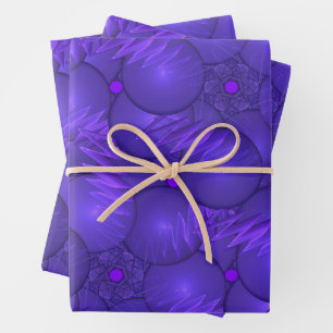 Purple planets and lightnings wrapping paper sheet