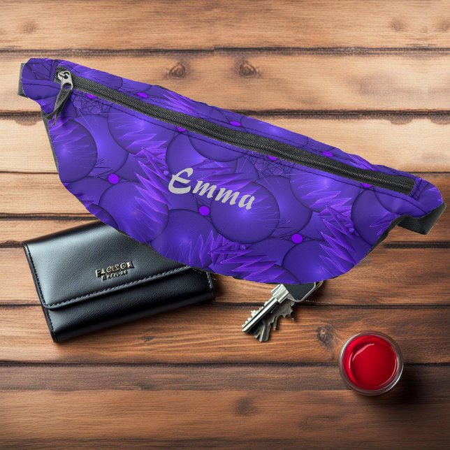 Purple planets, modern fractal pattern, custom fanny pack (Creator Uploaded)