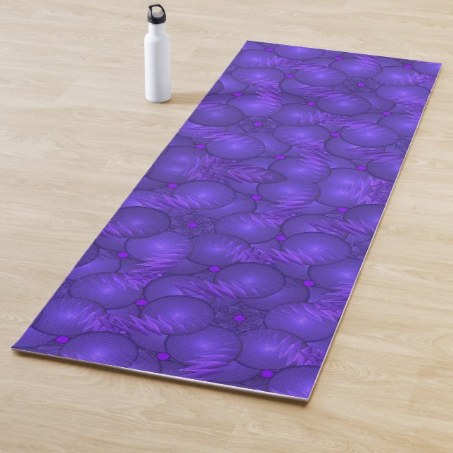Purple planets, modern fractal pattern yoga mat (In Situ)