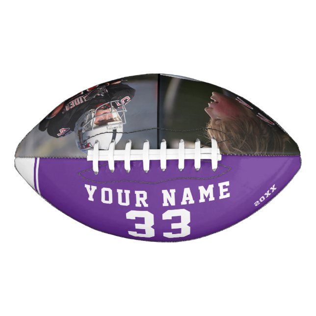 Purple Player Name Number 2 Photo Football (Front)
