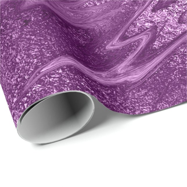 Purple Plum Amethyst Marble Stone Abstract Metalli Wrapping Paper (Roll Corner)