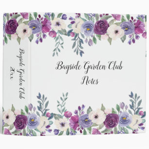 Purple Plum and White Roses Border Gardening Binder