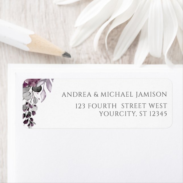Purple / Plum Aquarelle Mariage Floral (En situation)