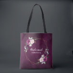 Purple Plum Blush Pink Floral Bridesmaid gift Tote<br><div class="desc">Elegant and modern floral midsummer bridesmaid gift tote features a bouquet of watercolor roses in shades of purple plum, dusty pink , sage with lush green botanical leaves and eucalyptus. Please find more matching designs and variations from my "blissweddingpaperie" store. And feel free to contact me for further customization or...</div>
