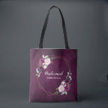 Purple Plum Blush Pink Floral Bridesmaid gift Tote<br><div class="desc">Elegant and modern floral midsummer bridesmaid gift tote features a bouquet of watercolor roses in shades of purple plum, dusty pink , sage with lush green botanical leaves and eucalyptus. Please find more matching designs and variations from my "blissweddingpaperie" store. And feel free to contact me for further customization or...</div>