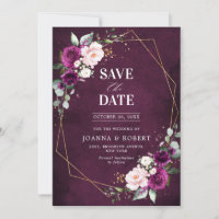 Purple plum Blush Pink Rose Boho Geometric Wedding