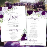 Purple & Plum Floral Downloadable Wedding Program<br><div class="desc">These wedding programs are elegant and tasteful. The design features a bevy of hand painted watercolor roses in shades of dusty purple, plum, and violet, surrounded by eucalyptus leaves and garden foliage. The typography features lacy script calligraphy, and there is room for details on the ceremony, the bridal party, and...</div>