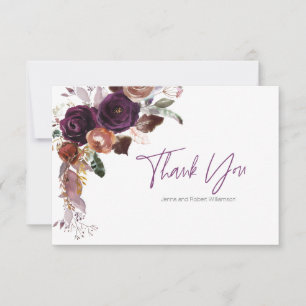 Purple Plum Floral Personalized Thank You Notes