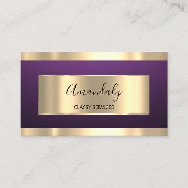 Purple Plum Gold Professional Makeup Nails Pink Business Card (Front)