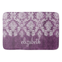 Purple Plum Grunge Damask Pattern with Name