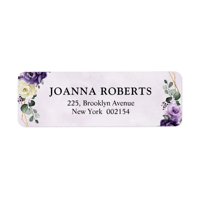 Purple Plum Ivory Gold Floral Geometric Wedding La (Front)