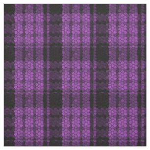 Purple, plum, lavender, black mosaic  plaid fabric