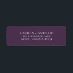 Purple Plum Minimalist Return Address Label<br><div class="desc">Minimalist return address label. You can personalize by modifying the names and address,  and changing the colours to match your wedding theme.</div>