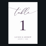 Purple Plum Minimalist Wedding | Event Custom Tabl Table Number<br><div class="desc">(**PLEASE NOTE: To order,  simply adjust your table number (and name/date) and add each number to your cart separately. Then check out once you are finished.) Beautiful,  elegant,  modern and minimalist,  table number card. Fully customizable with your names (or Event Name) and Date.</div>