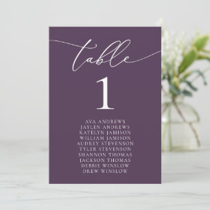 Purple Plum Minimalist Wedding Seating Table Card