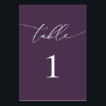 Purple Plum Minimalist Wedding Table Number Table<br><div class="desc">Beautiful purple-plum,  elegant,  modern and minimalist,  table number card. Fully customizable.  **PLEASE NOTE: To order,  simply adjust your table number and add each number to your cart separately. Then check out once you are finished.</div>
