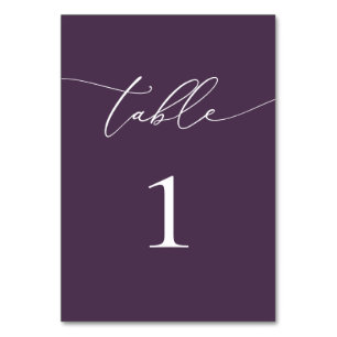 Purple Plum Minimalist Wedding Table Number Table 