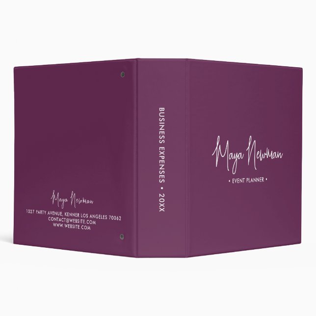 PURPLE PLUM Modern Minimalist Feminine Monogram  Binder (Background)