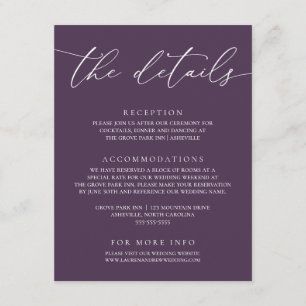 Purple Plum Modern Minimalist Wedding Enclosure Ca Card