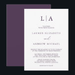 Purple Plum Monogram Simple Minimalist Wedding Inv Invitation<br><div class="desc">Beautiful,  elegant and simple,  minimalist wedding invitation. Fully customizable with monogram/initials,  names,  dates,  location and colours to match your wedding theme.</div>