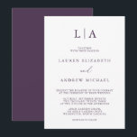 Purple Plum Monogram Simple Minimalist Wedding Inv Invitation<br><div class="desc">Beautiful,  elegant and simple,  minimalist wedding invitation. Fully customizable with monogram/initials,  names,  dates,  location and colours to match your wedding theme.</div>