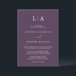 Purple Plum Monogram Simple Minimalist Wedding Invitation<br><div class="desc">Beautiful,  elegant and simple,  minimalist wedding invitation. Fully customizable with monogram/initials,  names,  dates,  location and colours to match your wedding theme.</div>