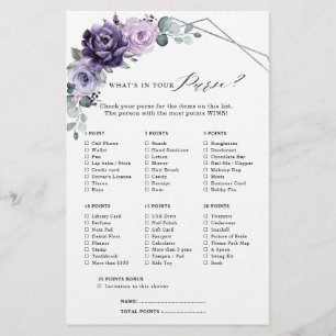 Purple Plum Silver Floral Bloom Bridal Shower Game