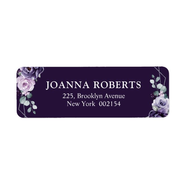 Purple Plum Silver Floral Blooms Geometric Wedding (Front)