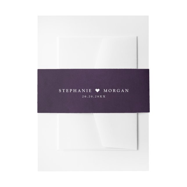 Purple plum simple rustic Boho Wedding Invitation Belly Band (Front Example)