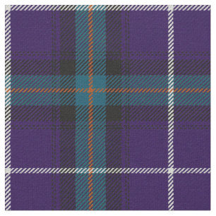 Purple plum, teal, deep orange/white stripe plaid fabric