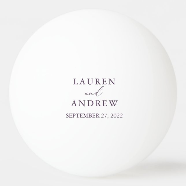 Purple Plum Wedding Personalized Ping Pong Ball (Front)
