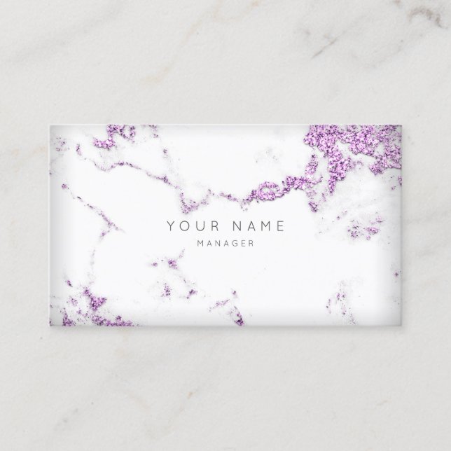Purple Plum White Grey Carrara Marble Appointment Card (Front)