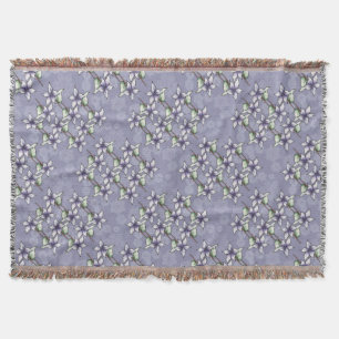 Purple Poinsettias & Snowflakes Christmas Winter Throw Blanket