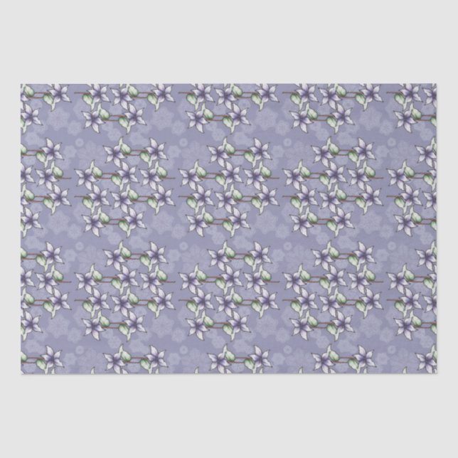 Purple Poinsettias & Snowflakes Christmas Winter Tissue Paper (Front)