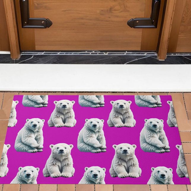 Purple Polar Bear Pattern Design  Doormat (Creator Uploaded)