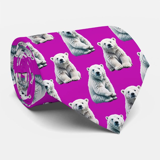 Purple Polar Bear Pattern Design  Tie (Creator Uploaded)