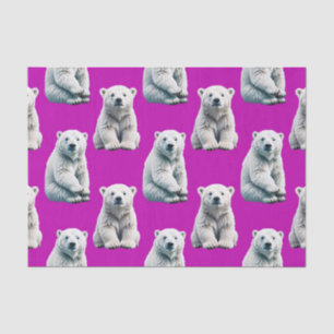 Purple Polar Bear Pattern Design Tissue Paper