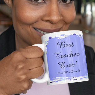 Purple Polka dot best teacher ever gift Coffee Mug