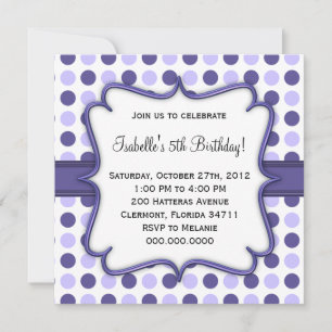 Purple Polka Dot Birthday Invitation