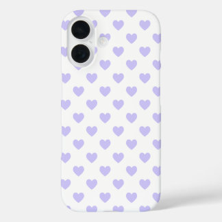 Purple Polka Dot Hearts iPhone 16 Case