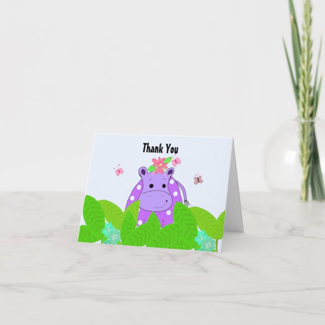 Purple Polka Dot Hippo Thank You (Front)
