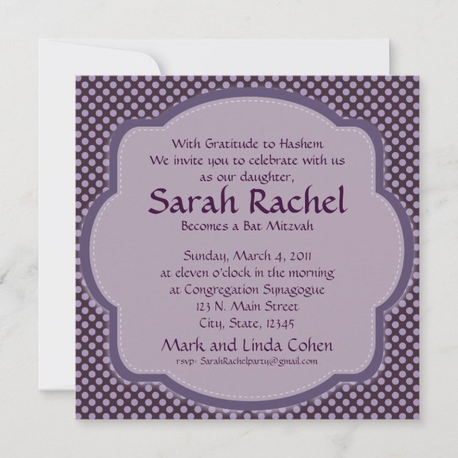 Purple polka dot Invitation (Front)