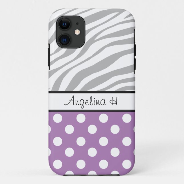 Purple Polka Dot Light Zebra Print iPhone 5 Case (Back)