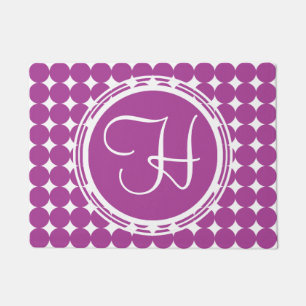 Purple Polka Dot Monogram Doormat