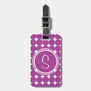 Purple Polka Dot Monogram Luggage Tag