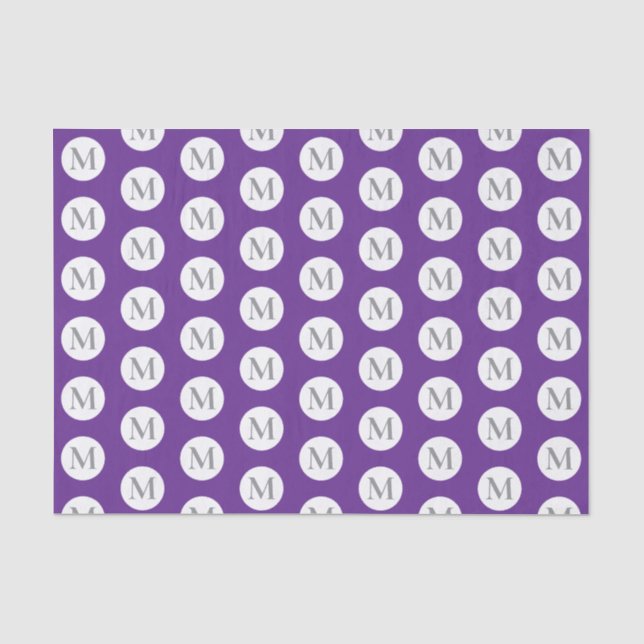 Purple Polka Dot Monogram Tissue Paper (Front)